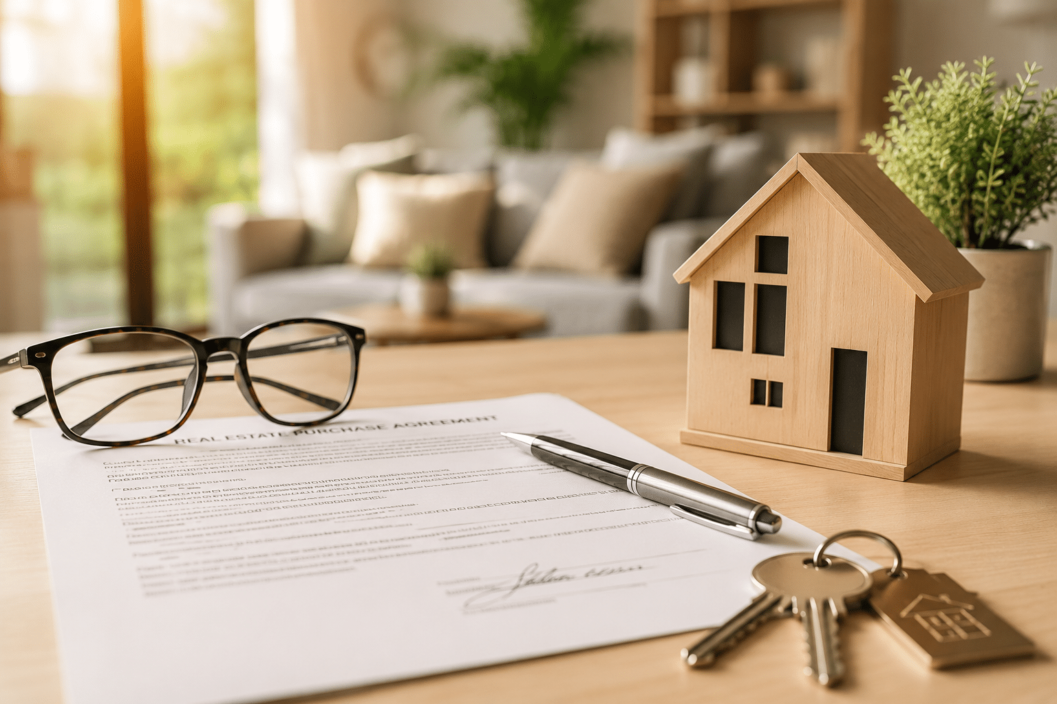A side-by-side conceptual comparison chart showing a digital house loan contract next to a legal mortgage deed.